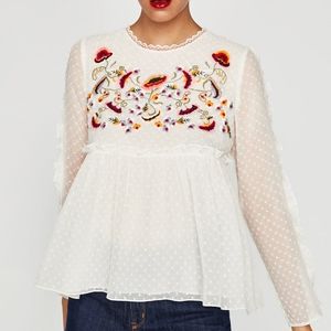 New! ZARA Embroidered Blouse